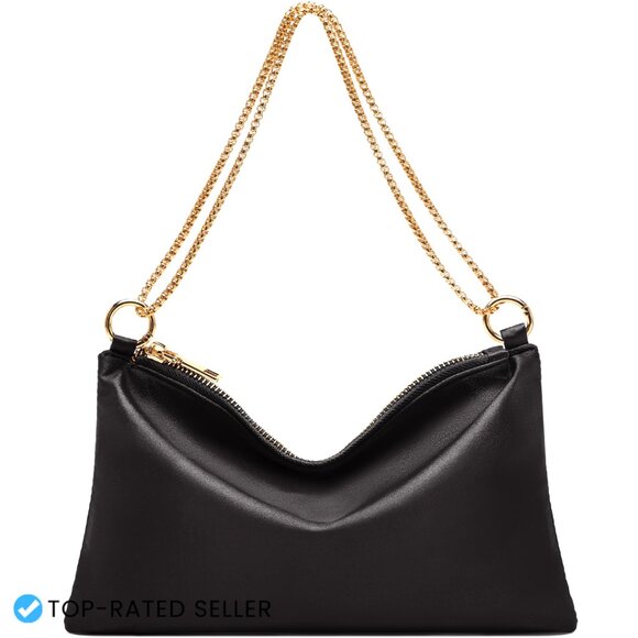 Handbags - Satin Evening Clutch with Detachable Chain Strap Elegant Prom Wedding Party Bag